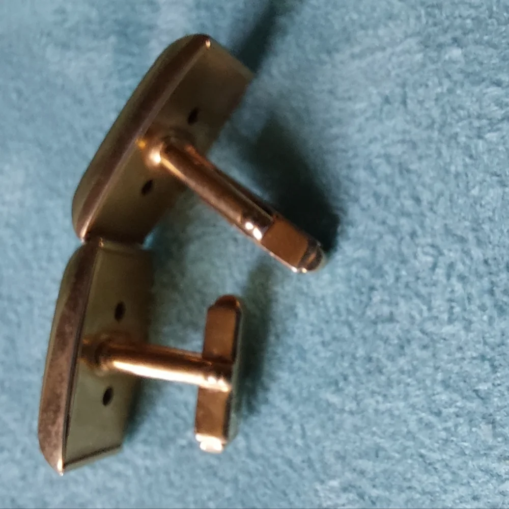 Vintage Anson Rotary Intl. Goldtone Metal Cufflink & Tie Clip Set Estate Jewelry